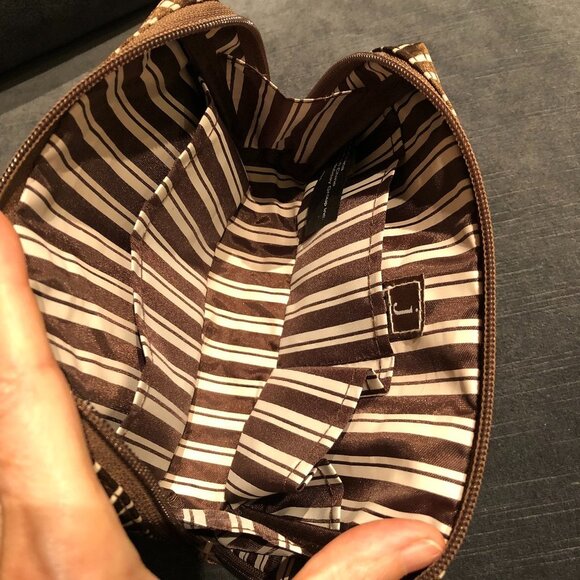 Jimeale New York Zippered Cosmetic/Make Up Bag w/ 3 Interior Pouches Brown Sz OS - Picture 3 of 5